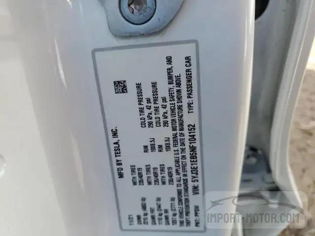 5YJ3E1EB5NF104152  tesla model 3 2022 IMG 1